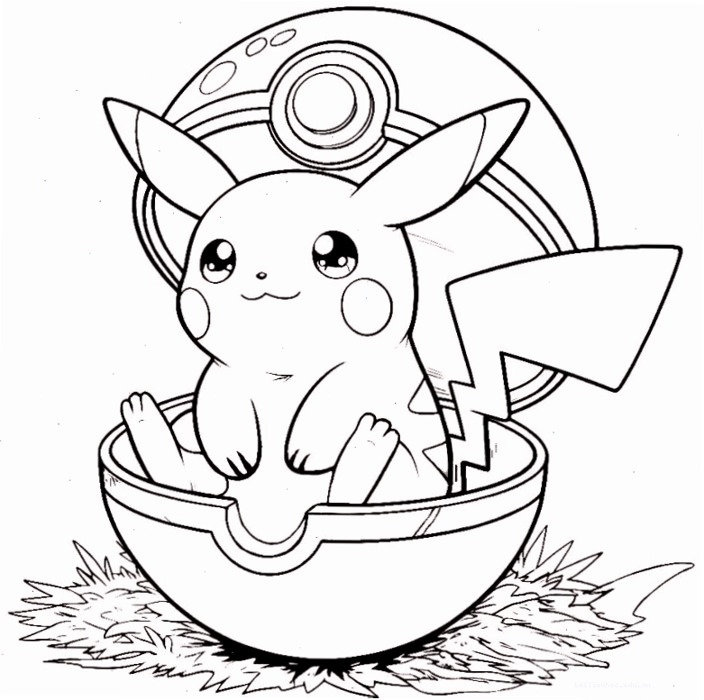 in tranh tô màu pokemon hình chú Pikachu vui nhộn