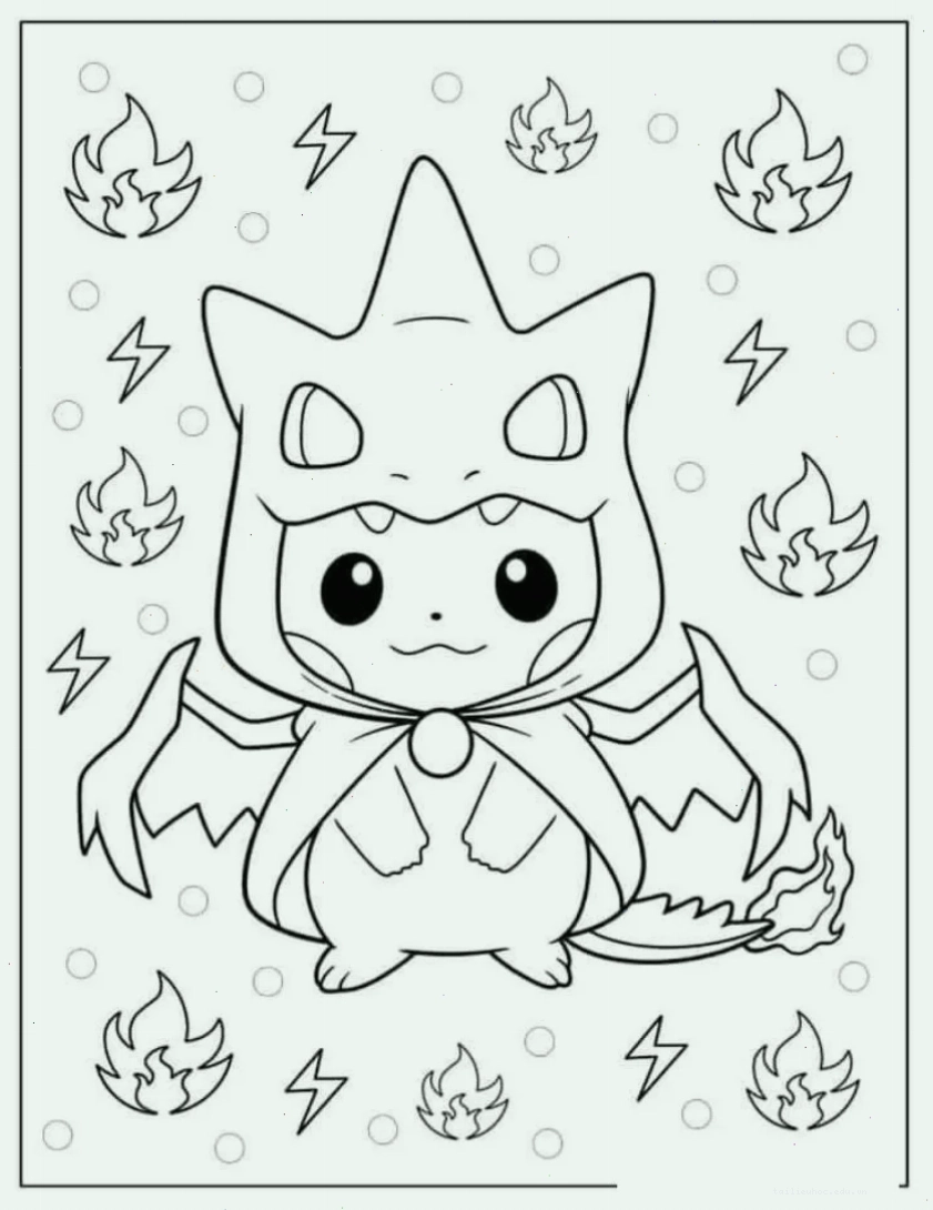 in tranh tô màu pokemon huyền thoại tiến hóa mega rực rỡ