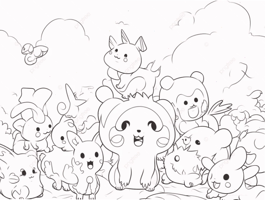 in tranh tô màu pokemon phong cách hoạt hình