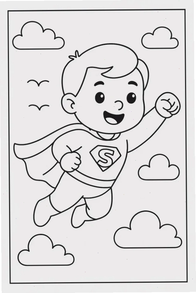 Siêu nhân chibi in tranh tô màu siêu nhân
