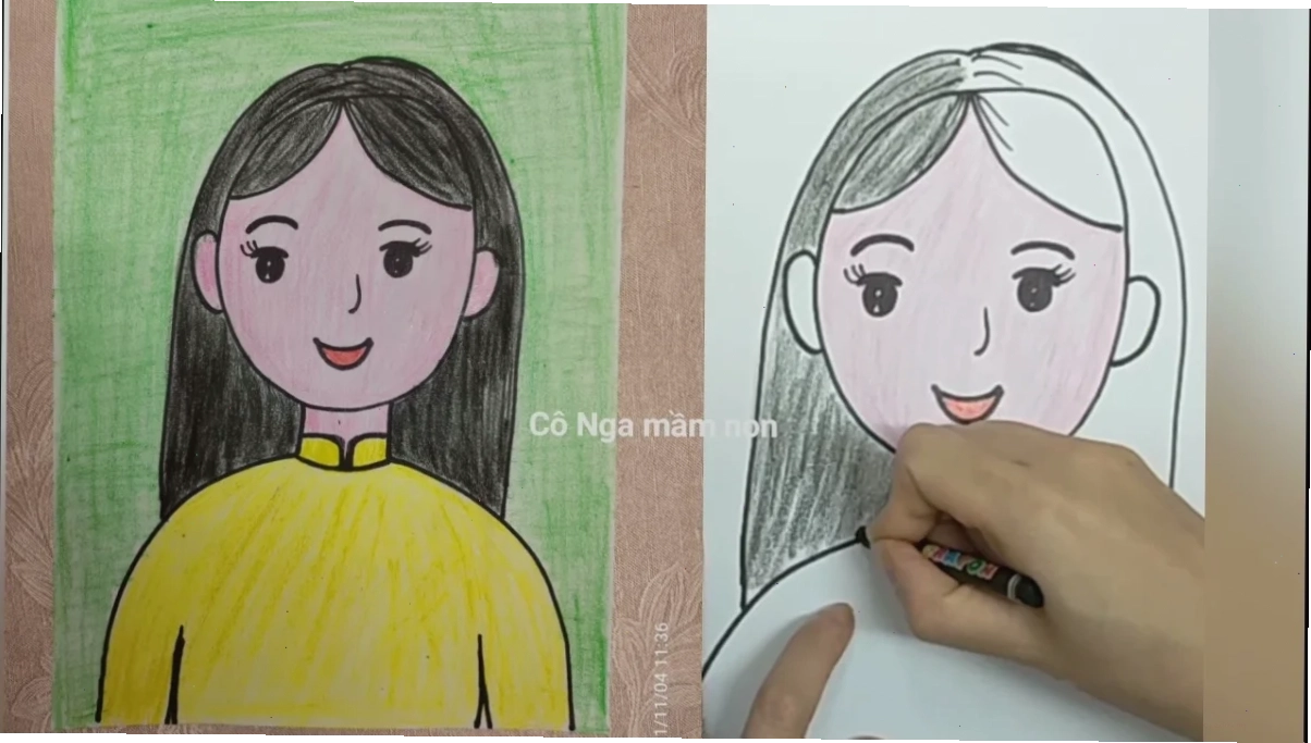 Sản phẩm hoàn thành Kết quả tranh tô màu chân dung cô giáo mầm non của trẻ