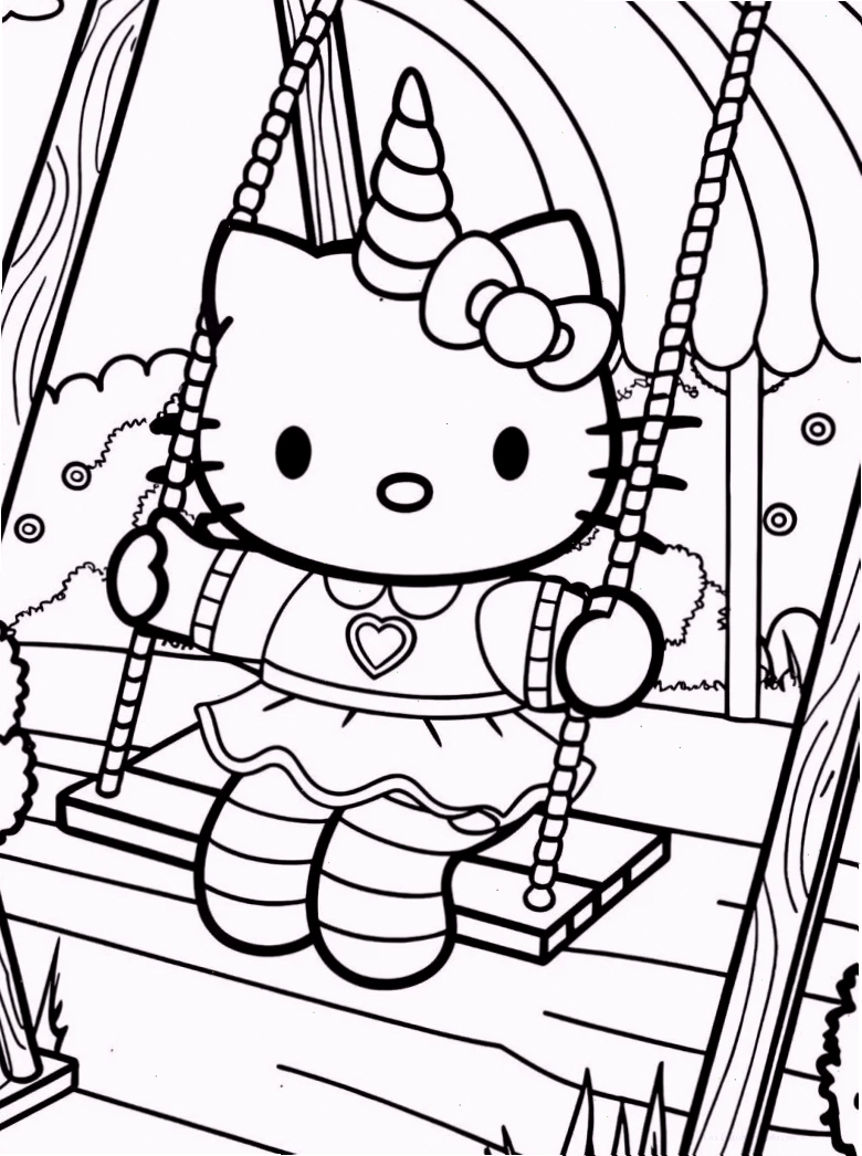 Kitty chơi đàn Kitty bên đàn