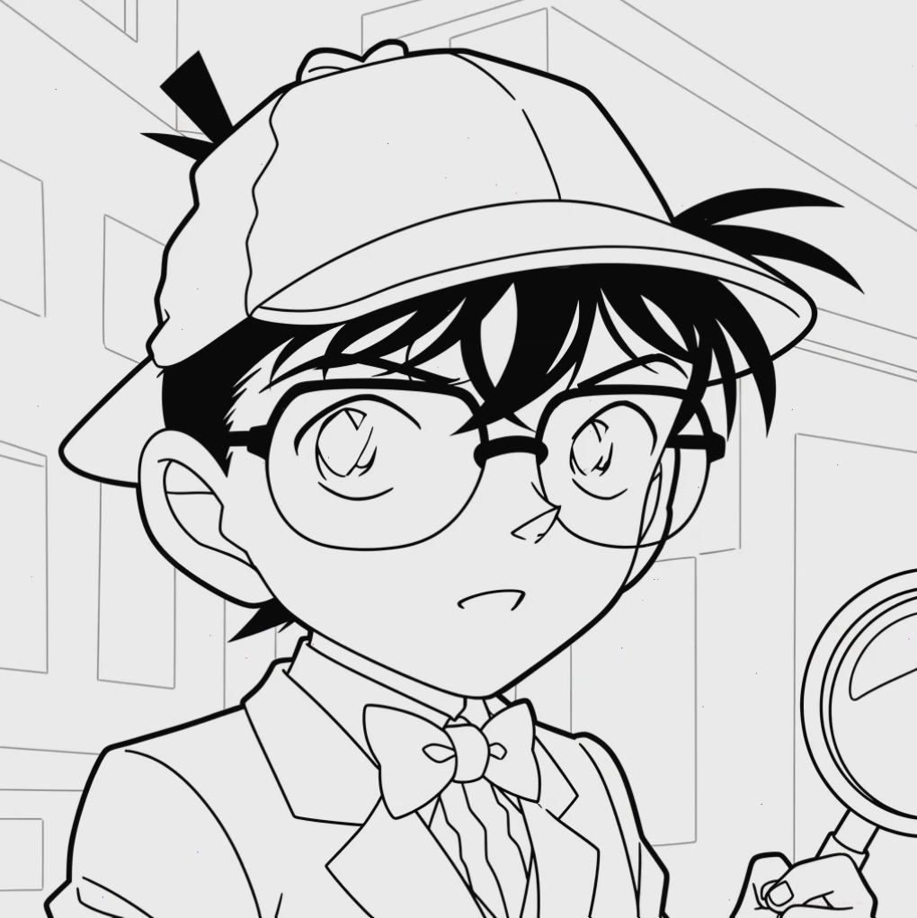 kudo shinichi tranh tô màu conan đáng yêu