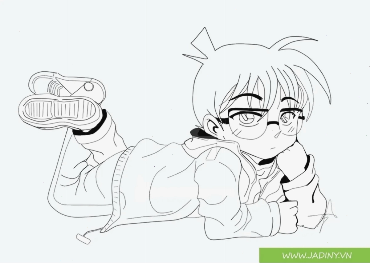 kudo shinichi tranh tô màu conan dễ in