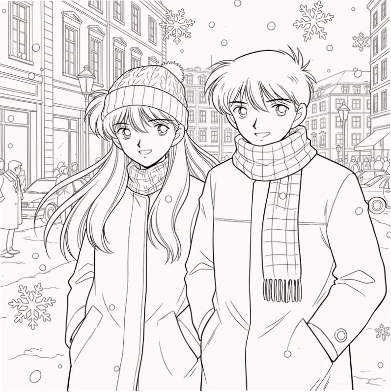 kudo shinichi tranh tô màu conan đơn giản cho bé