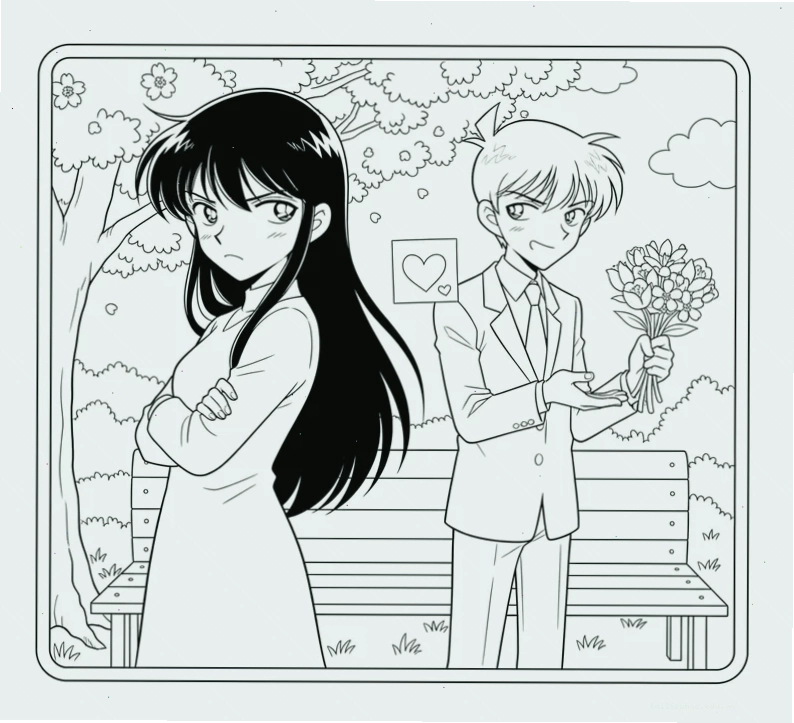 kudo shinichi tranh tô màu conan học sinh