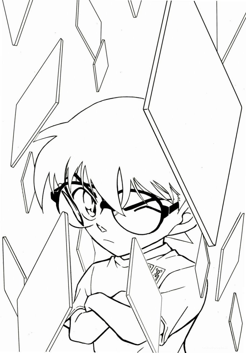 kudo shinichi tranh tô màu conan học trò dễ thương