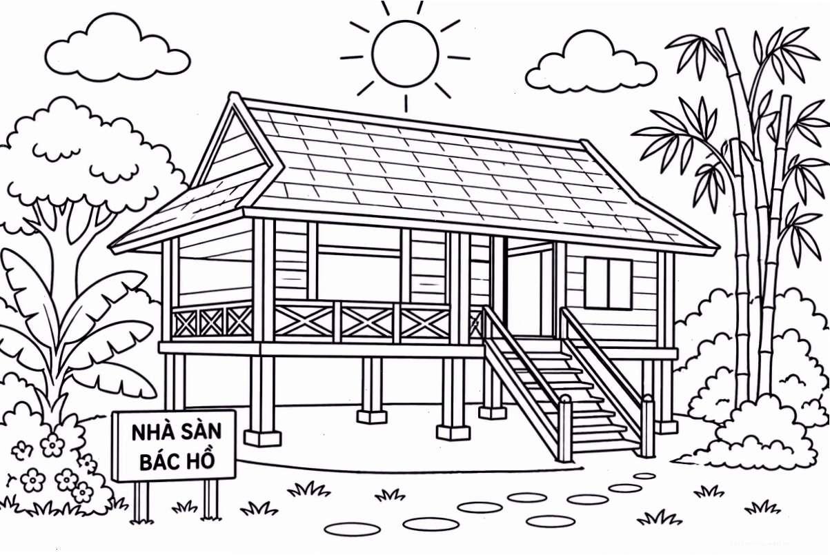 lăng bác hồ tô màu với tông màu sáng