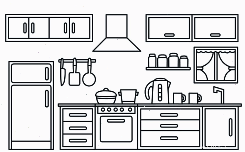 mầm non tranh tô màu đồ dùng trong gia đình cái tủ