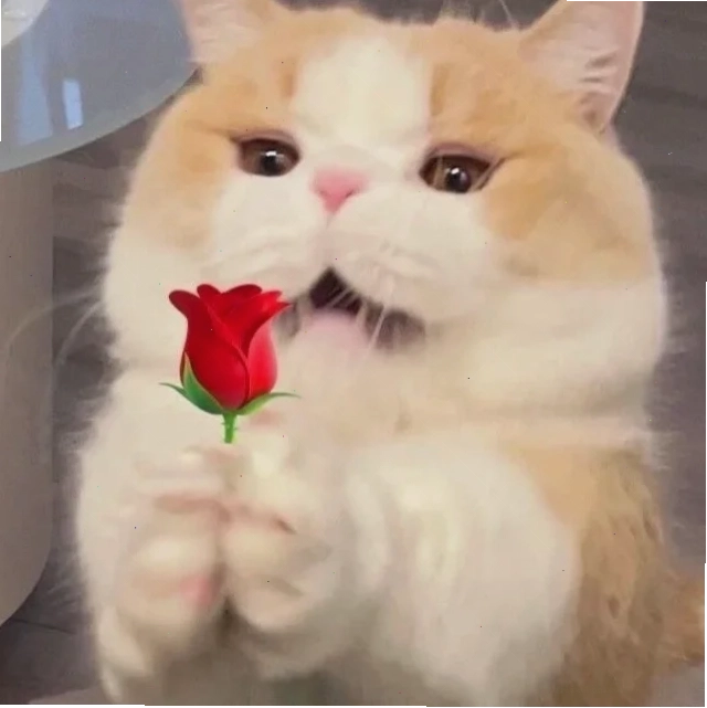 Mèo ôm hoa pastel meme mèo tặng hoa
