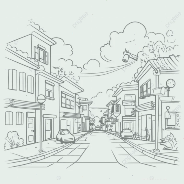 Một bé đang tô màu tranh tô màu thành phố tại nhà