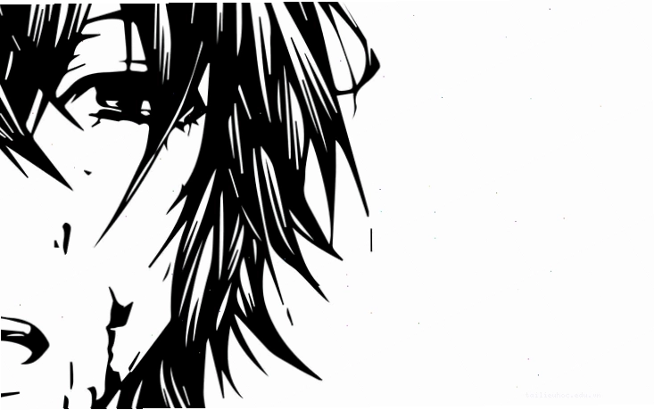 Một cô gái trong hình nền anime đen trắng