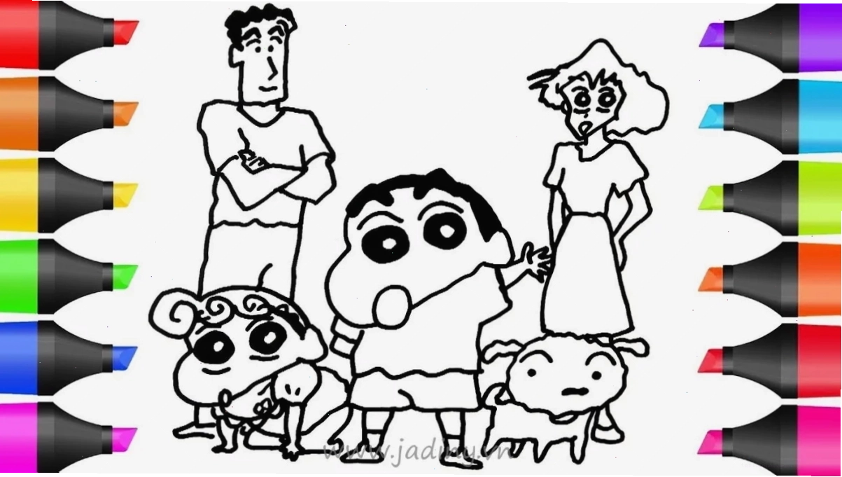 ngộ nghĩnh tranh tô màu shin cậu bé bút chì đọc sách