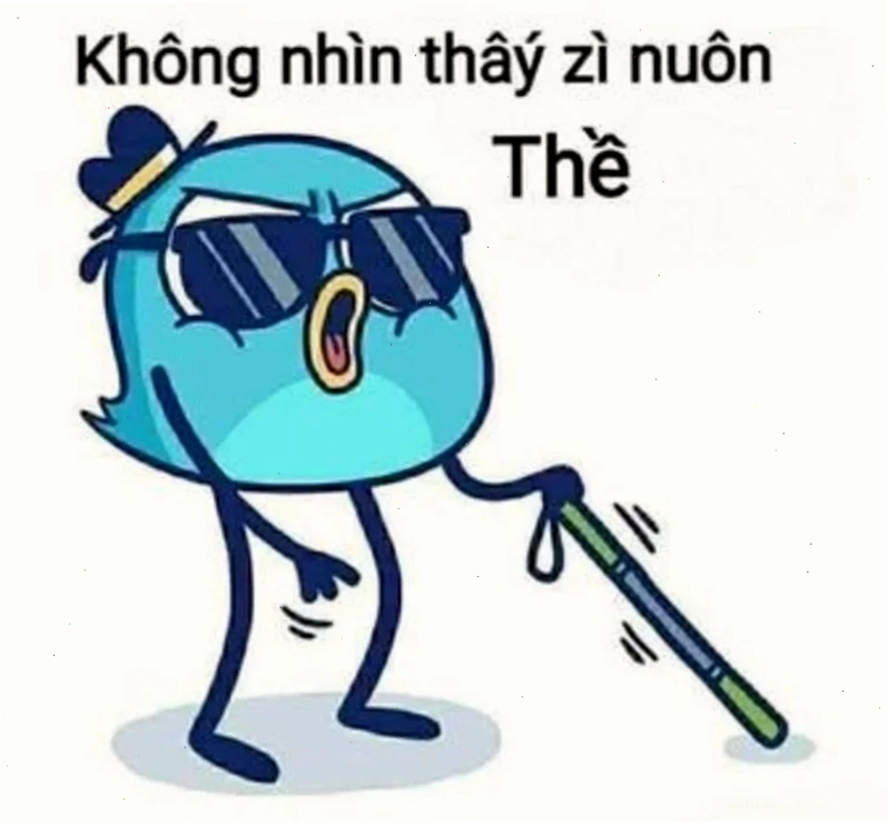 mù meme hài hước người dùng sử dụng mù meme để che đi cảnh tượng không mong muốn