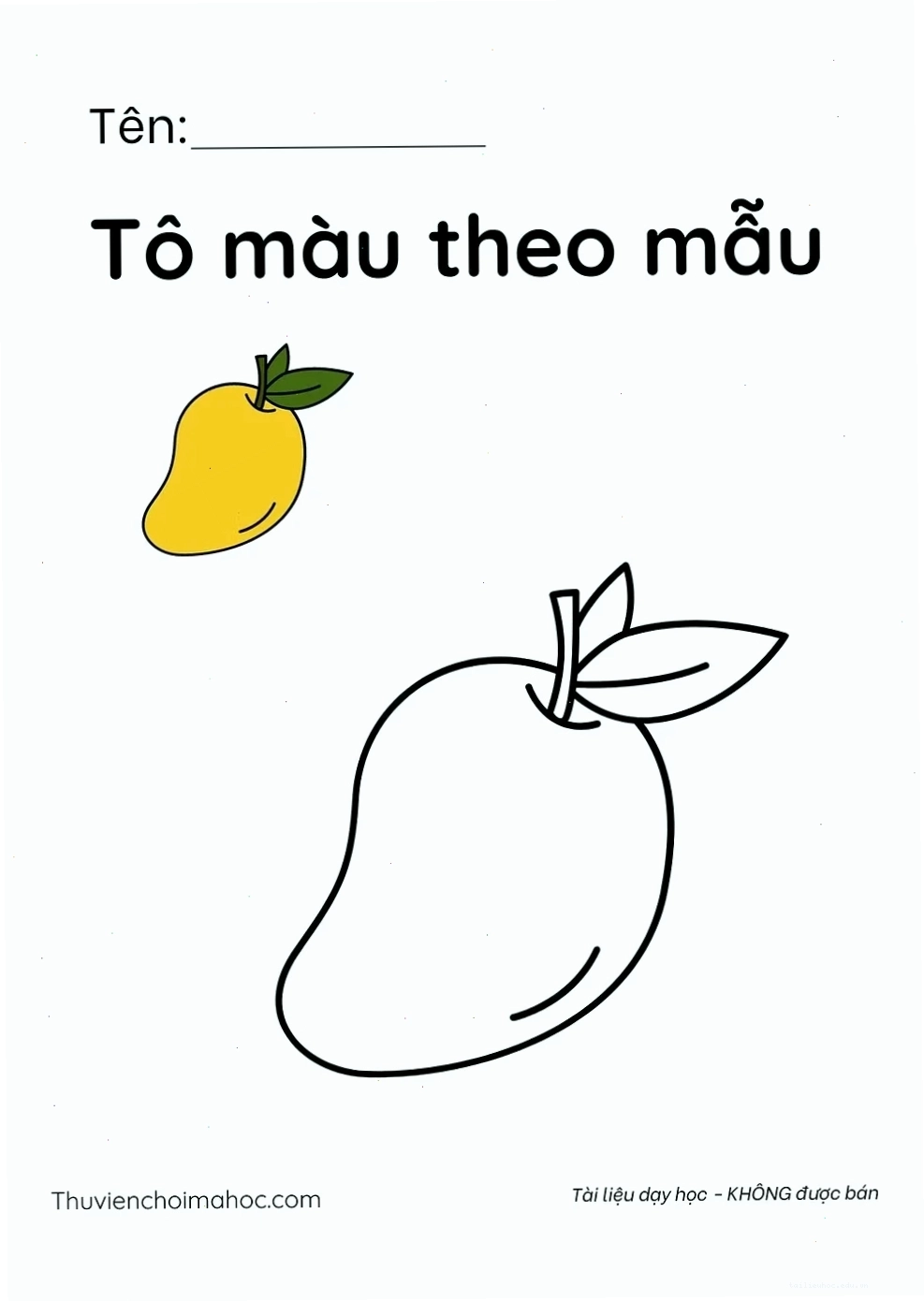 quả xoài tô màu đơn giản