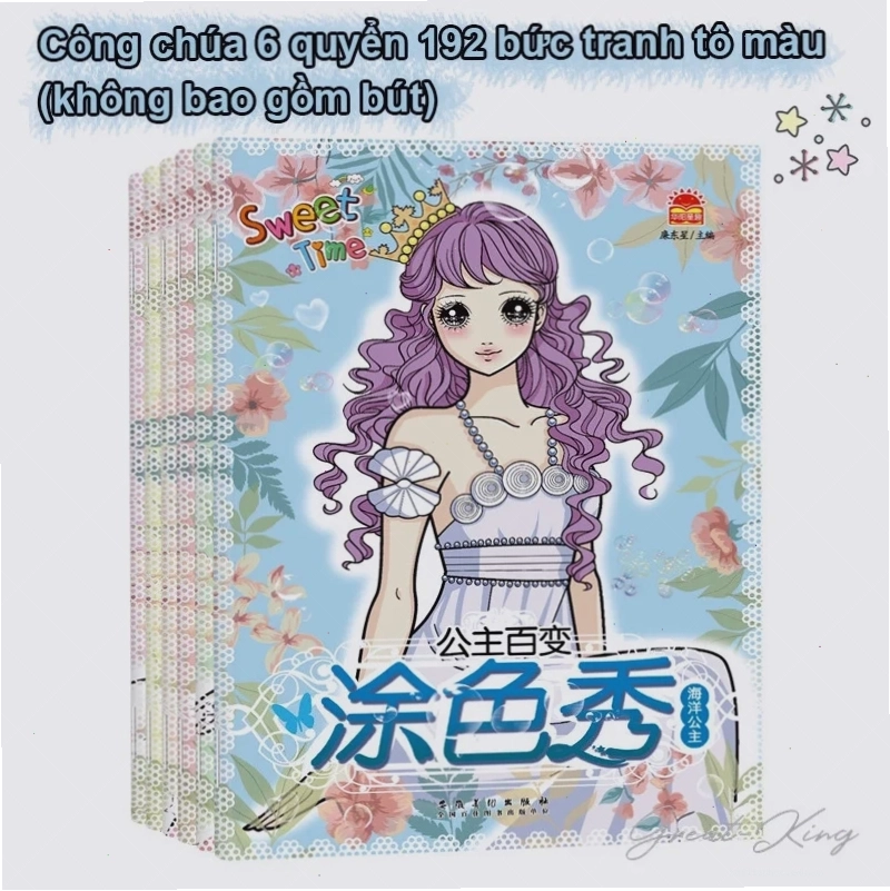 quyển sách tô màu công chúa bìa mềm