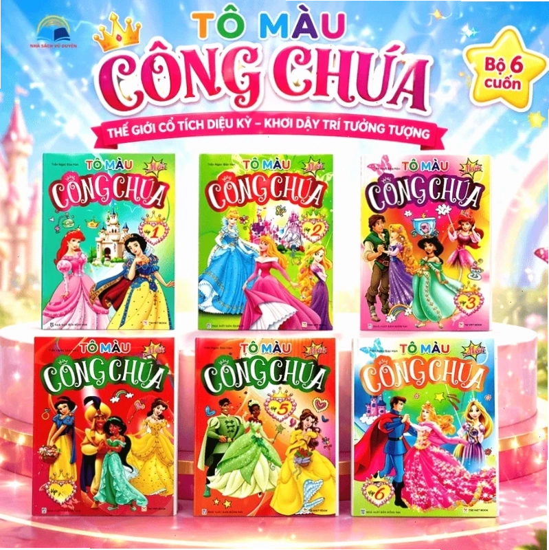 quyển sách tô màu công chúa bộ lẻ