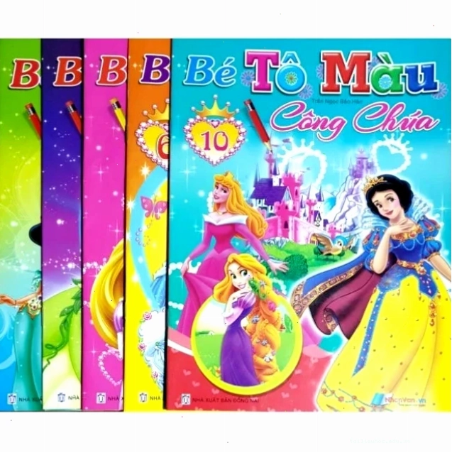 quyển sách tô màu công chúa và hạt đậu