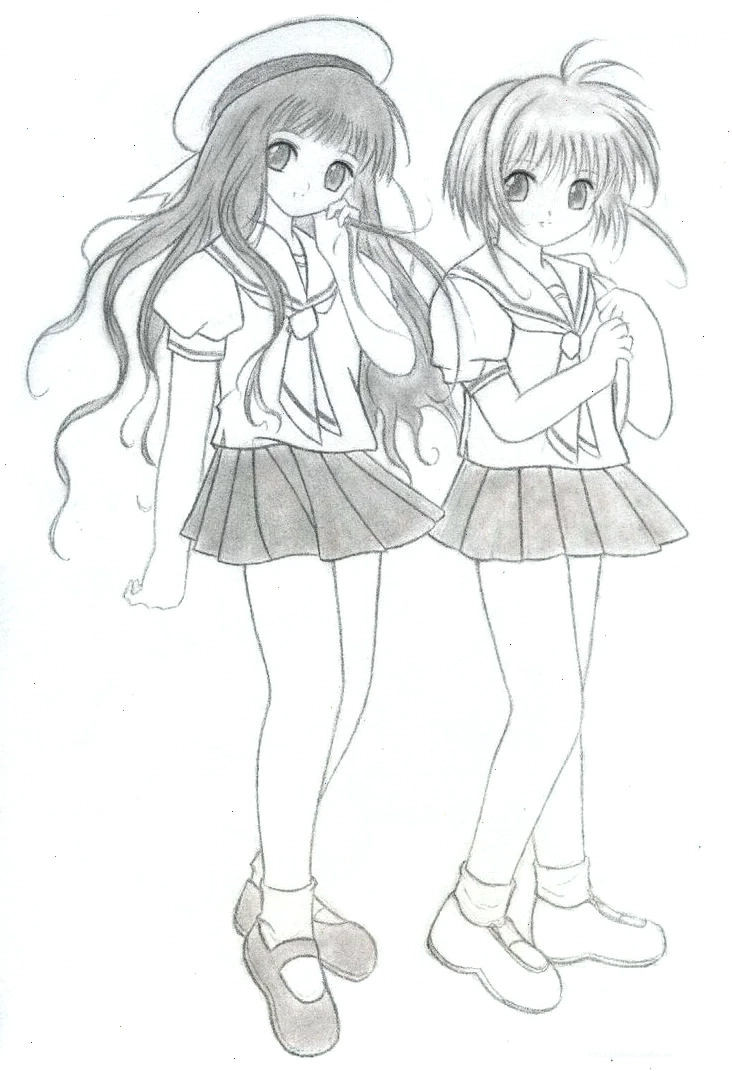 sakura và người bạn thân tomoyo sakura tô màu cùng tomoyo