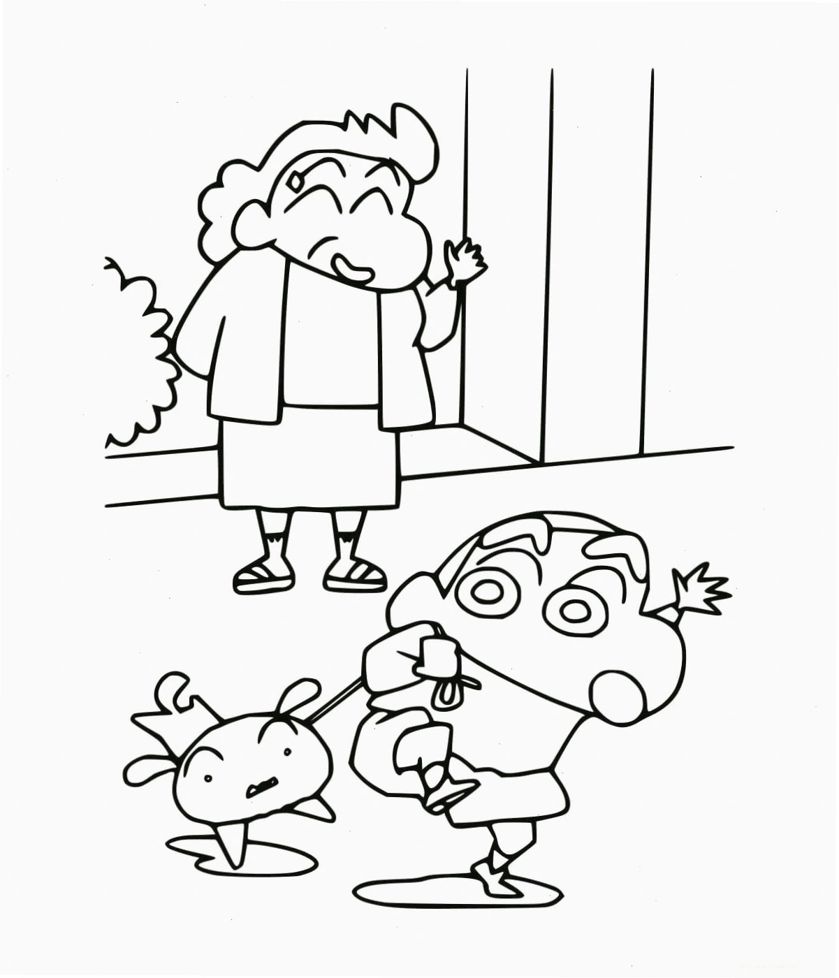 Shin nhảy múa với tranh tô màu gia đình shin