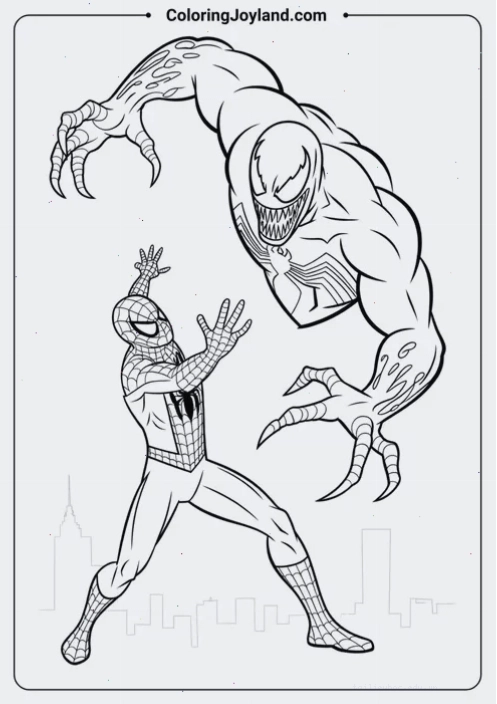 spider man tranh tô màu người nhện đứng tạo dáng