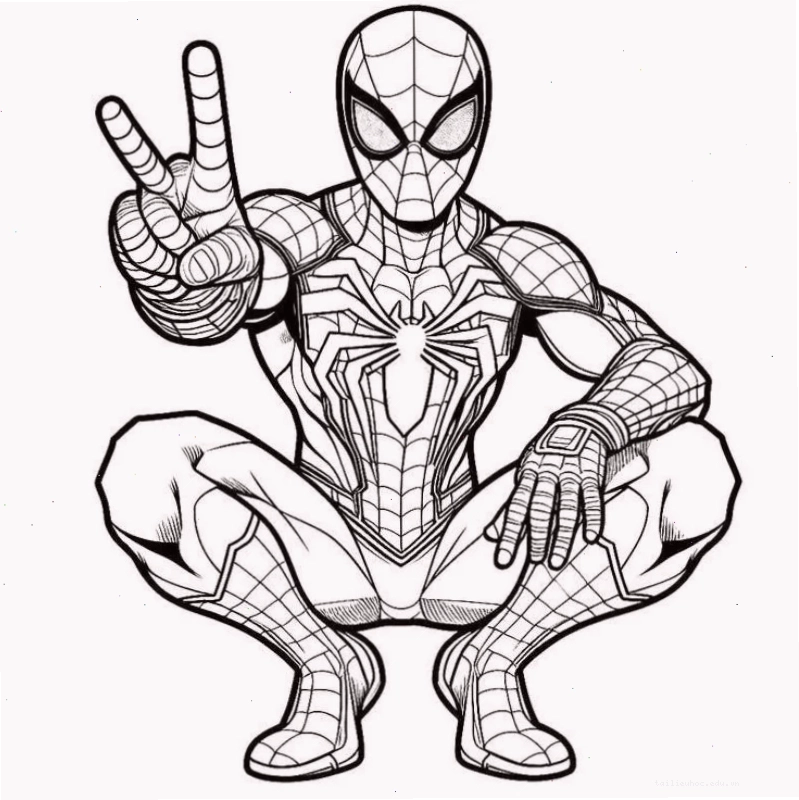 spider man tranh tô màu người nhện phong cách chibi