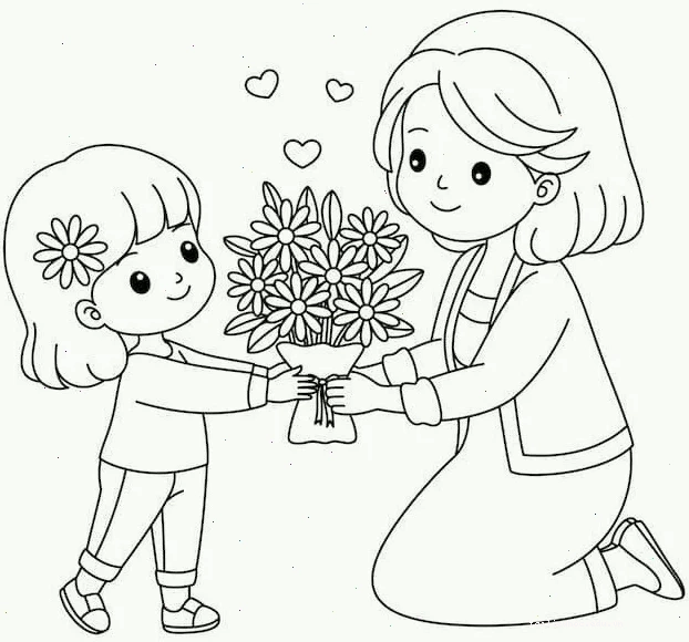 Tác phẩm tô màu chân dung mẹ hoàn thiện của bé