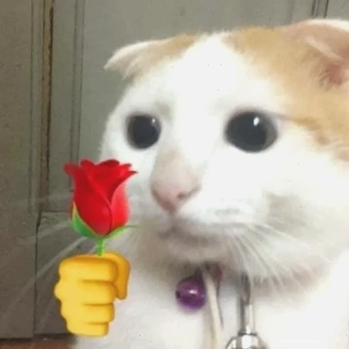 mèo tặng hoa phong thái tặng em bông hoa meme thần thái