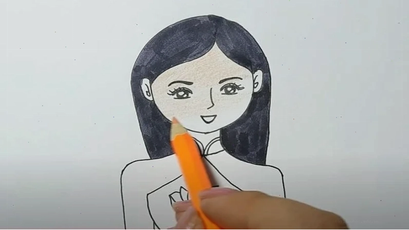 Tập trung hoàn thiện Tập trung hoàn thiện tranh chân dung cô giáo tô màu