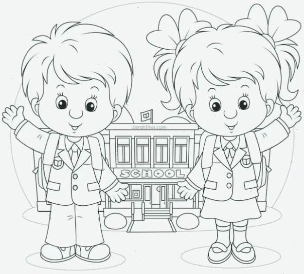 tô màu bé đến trường