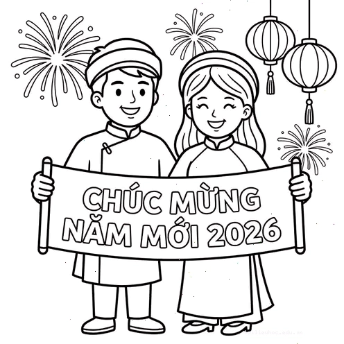 bé chúc tết tô màu chủ đề tết và mùa xuân cho bé