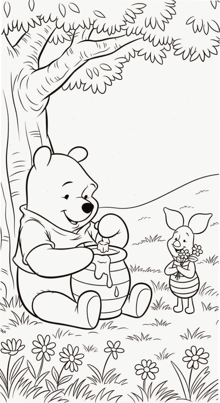 bộ sưu tập gấu pooh tô màu tổng hợp tranh gấu pooh tô màu cho bé