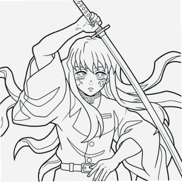 Công chúa anime Tranh anime chưa tô màu với bộ váy cầu kỳ