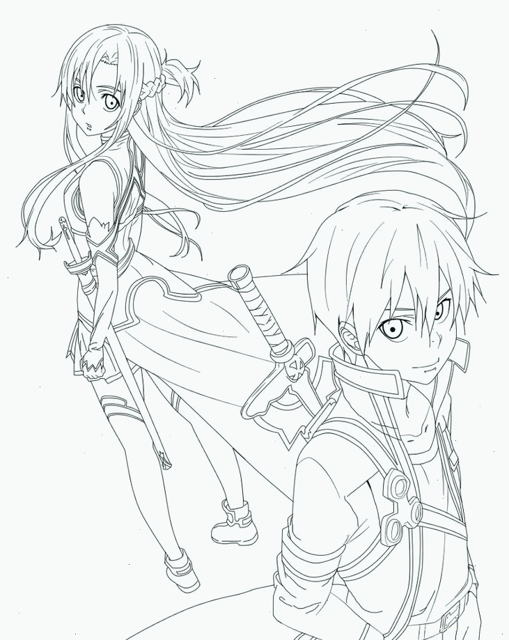 Anime tươi cười Tranh anime chưa tô màu với nụ cười rạng rỡ