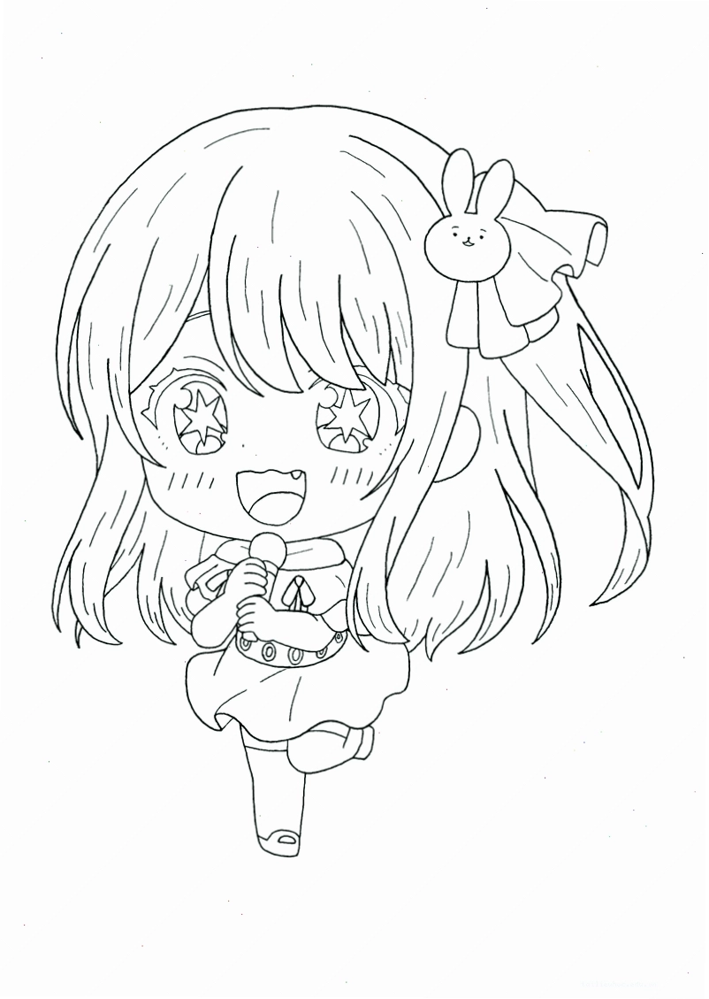 tranh chibi tóc pastel