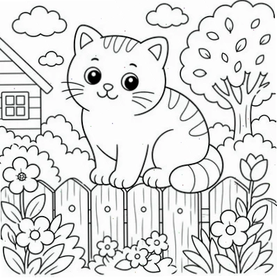 tranh con mèo tô màu Hello Kitty