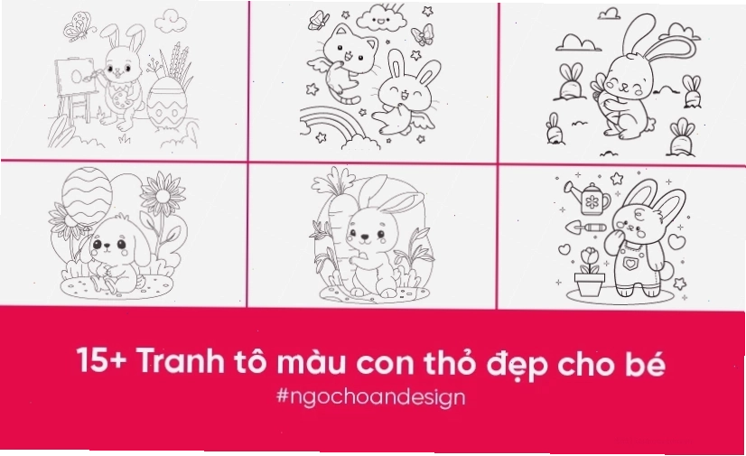 tranh con thỏ tô màu cùng bạn bè tranh con thỏ tô màu cùng bạn bè
