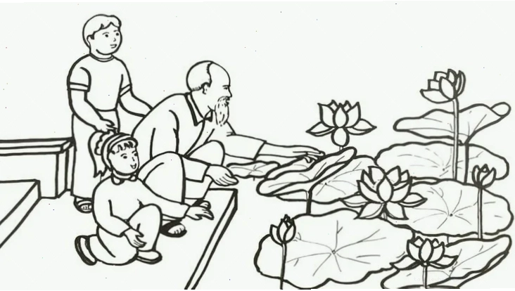 tranh lăng bác hồ tô màu rực rỡ