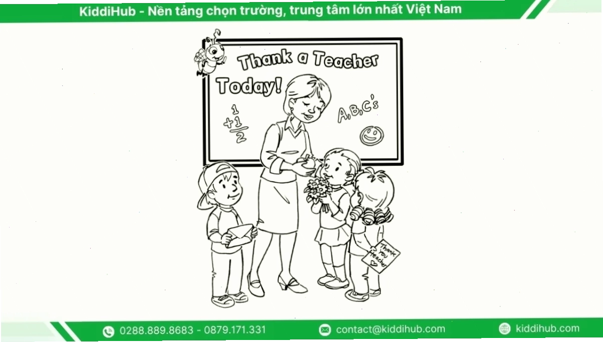 tranh tô màu 20 tháng 11 chủ đề trường học
