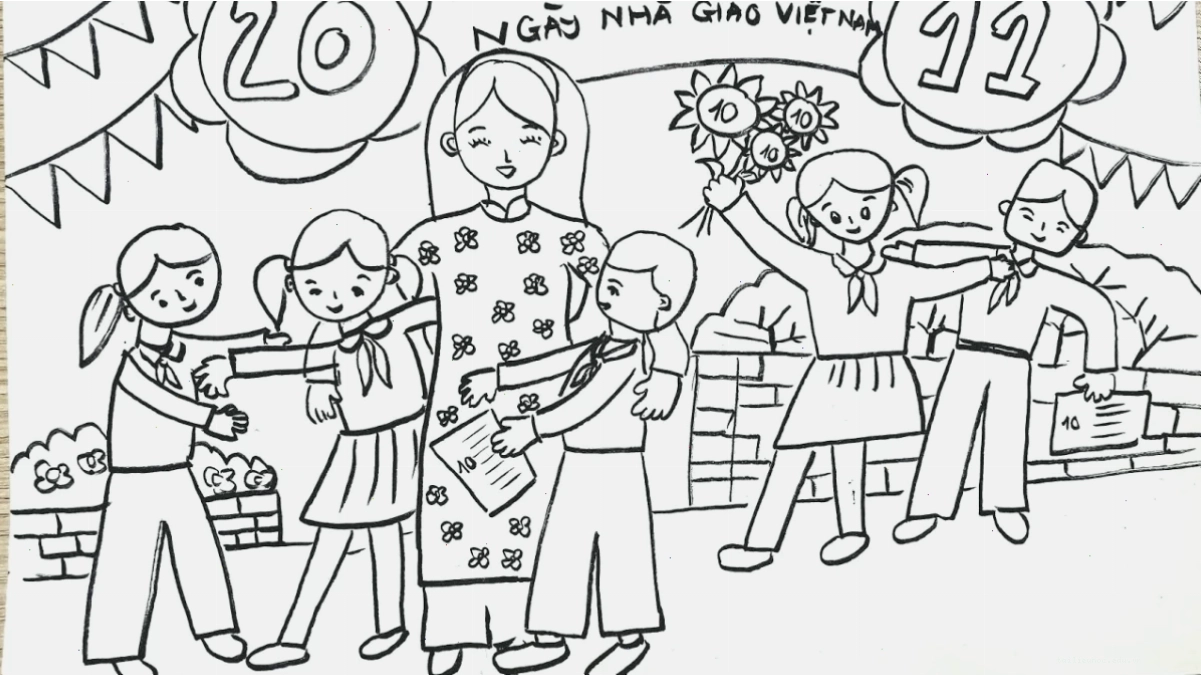 tranh tô màu 20 tháng 11 hoàn thiện