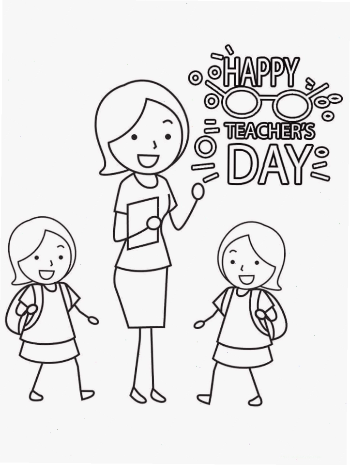 tranh tô màu 20 tháng 11 thầy cô và học sinh