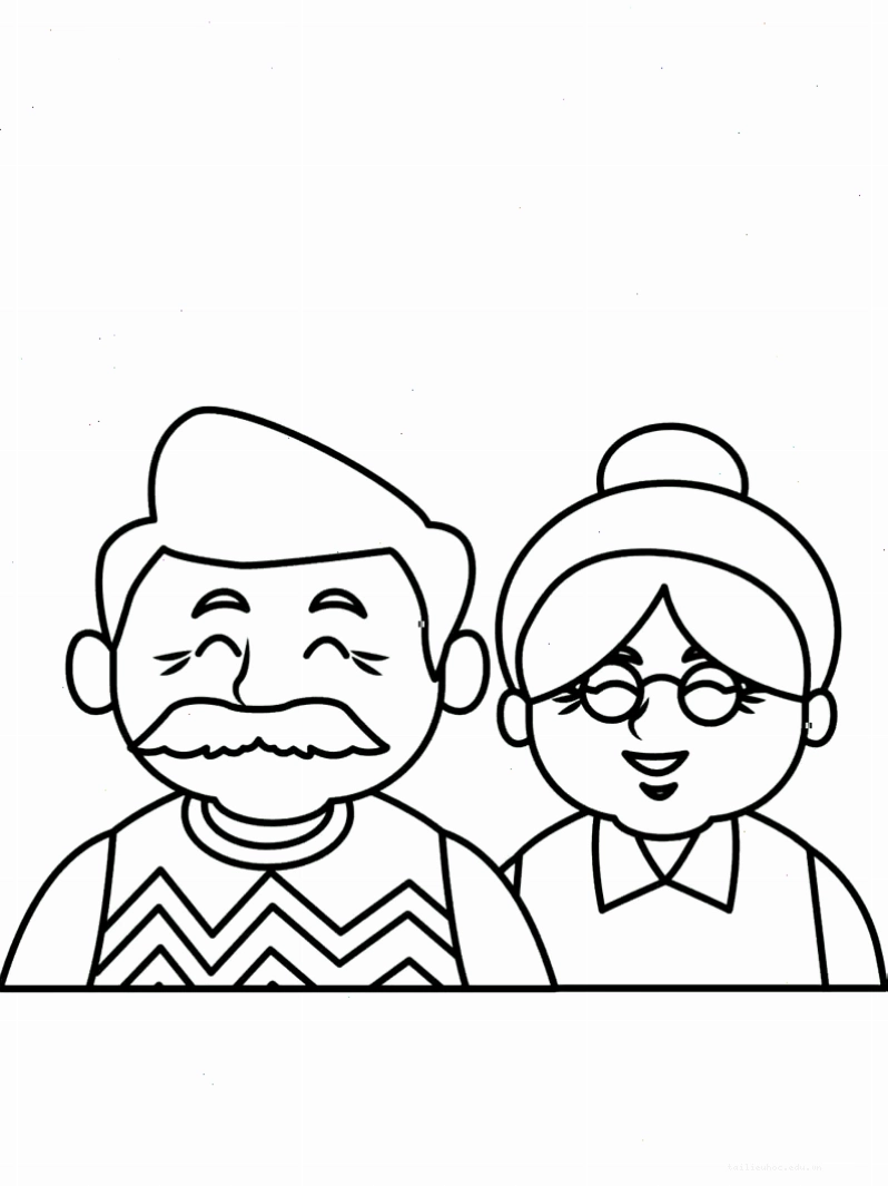 tranh tô màu bà ngoại cầm giỏ hoa