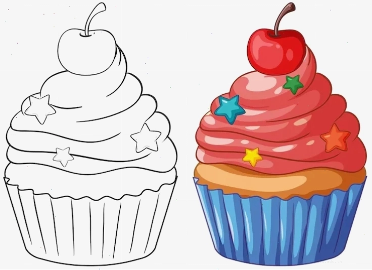 tranh tô màu bánh cupcake đặc sắc