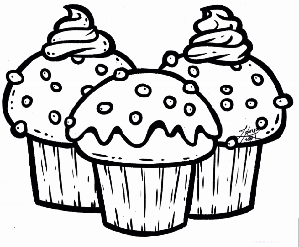 tranh tô màu bánh cupcake hình trái tim