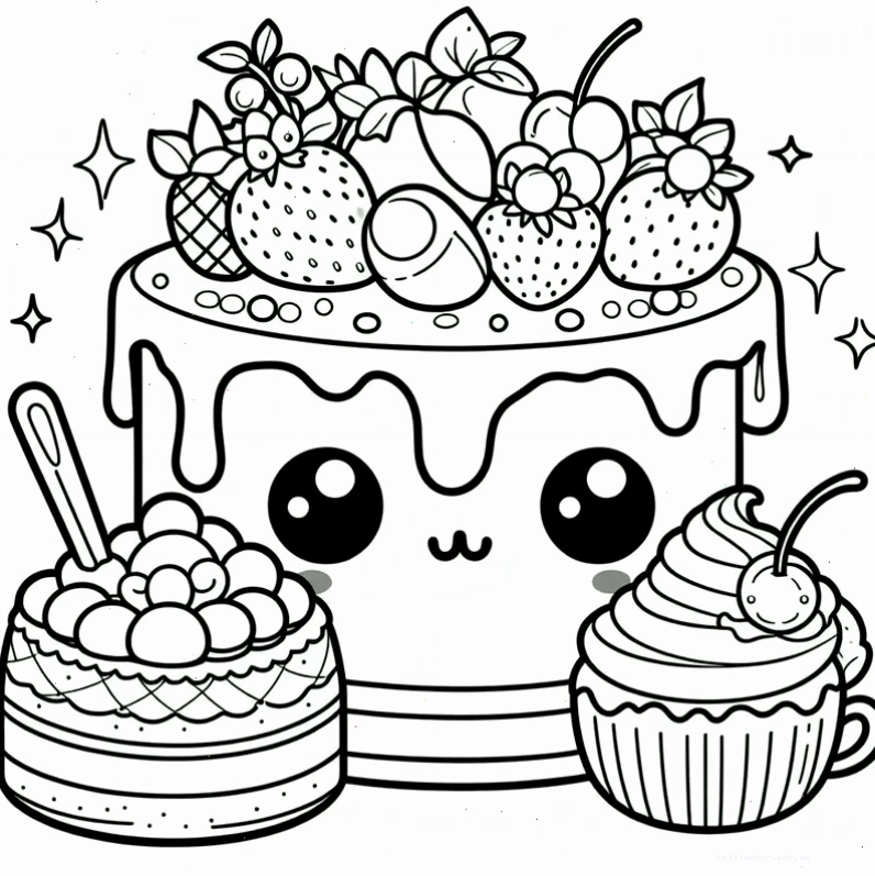 tranh tô màu bánh cupcake hoàn thiện