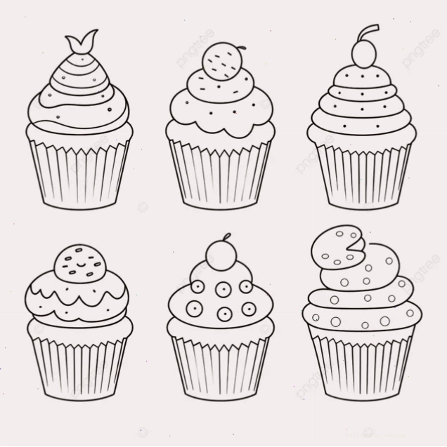 tranh tô màu bánh cupcake ngày lễ