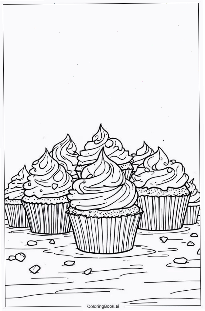 tranh tô màu bánh cupcake nghệ thuật