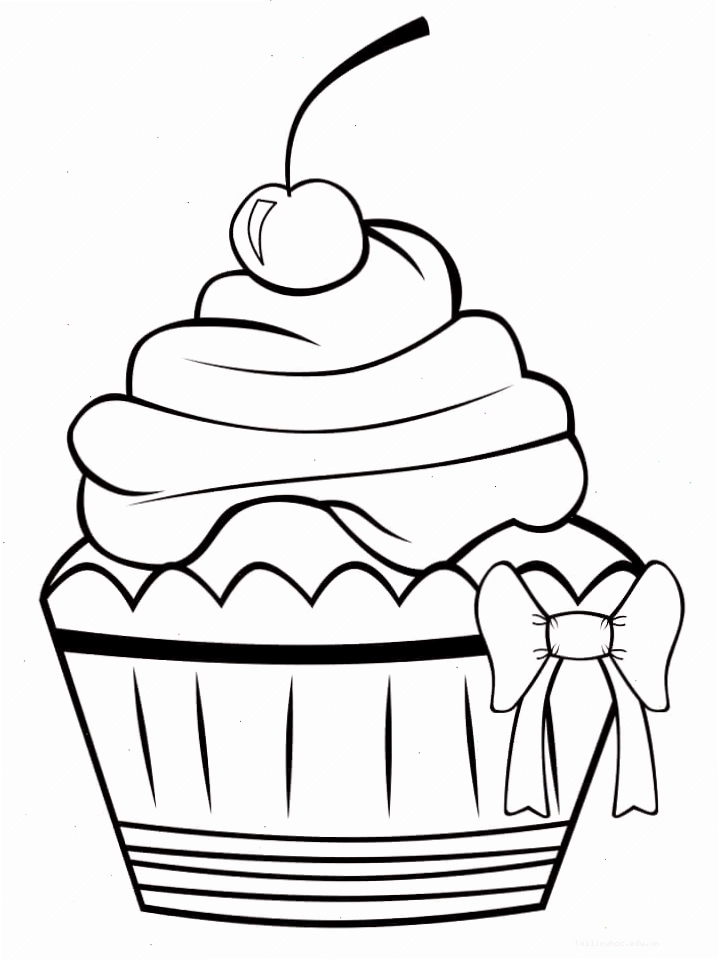 tranh tô màu bánh cupcake nhiều lớp