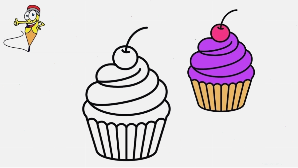 tranh tô màu bánh cupcake sinh nhật