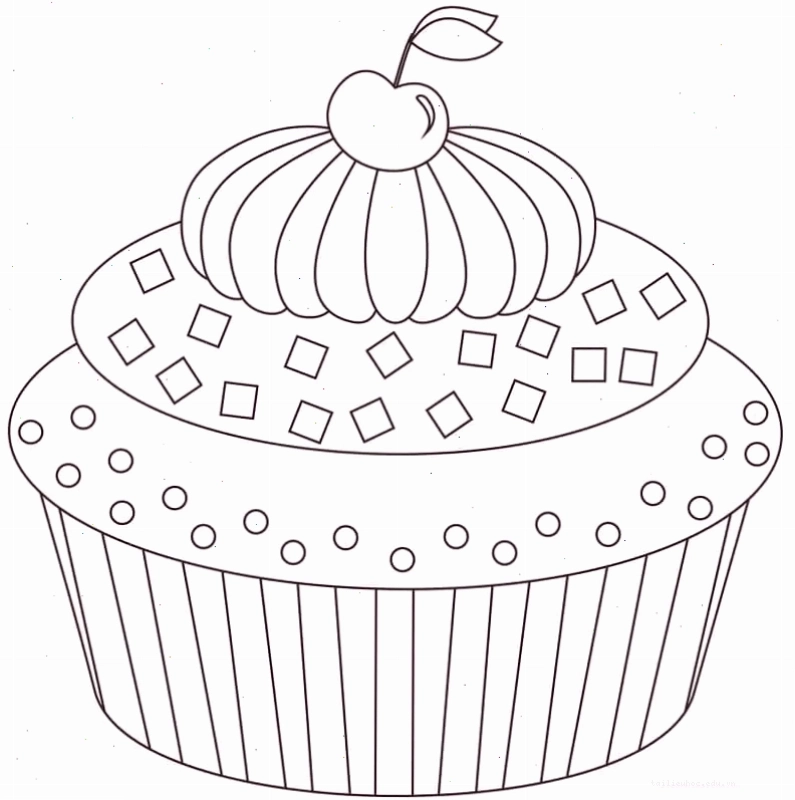 tranh tô màu bánh cupcake với quả dâu